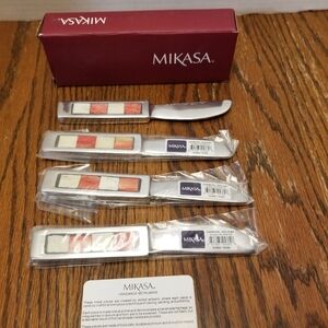 NEW Mikasa Cheese Spreaders Set with Red and Cream Accents Carnival Holiday